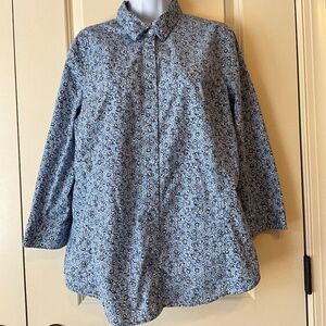 Liz Claiborne Stretch Ditsy Floral Shirt size XL Tall with 3/4 sleeves